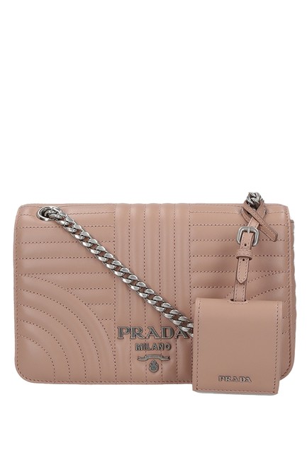 Prada Diagramme Pink Leather Shoulder Bag
