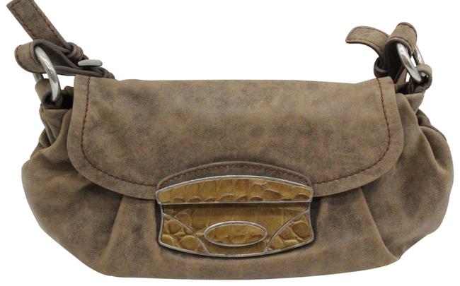 Prada Distressed Look Brown Leather Shoulder Bag