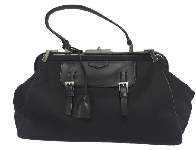Prada Doctor Leather Black Nylon Shoulder Bag
