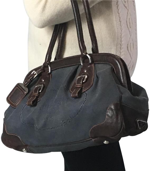 Prada Doctor Style Blue Canvas Denim Shoulder Bag