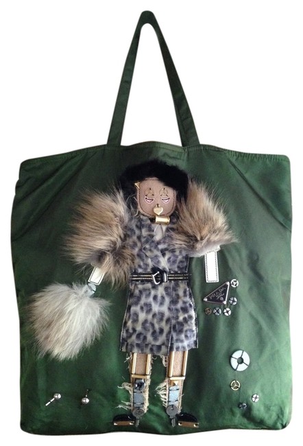 Prada Doll Navy Green Nylon Shoulder Bag