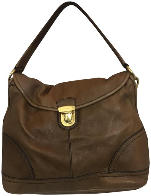 Prada Double 1211018 Tan Leather Shoulder Bag