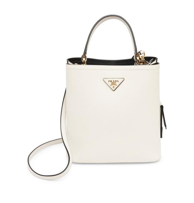 Prada Bucket Double White Leather Shoulder Bag