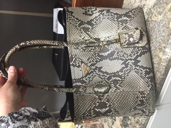 Prada Double Grey Python Shoulder Bag