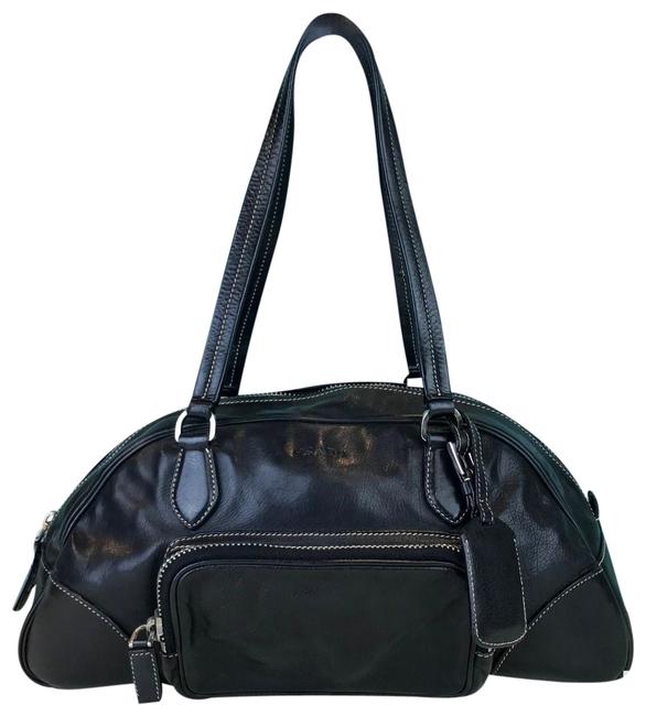 Prada Double Pocket Zipper Purse Sale Black Leather Shoulder Bag
