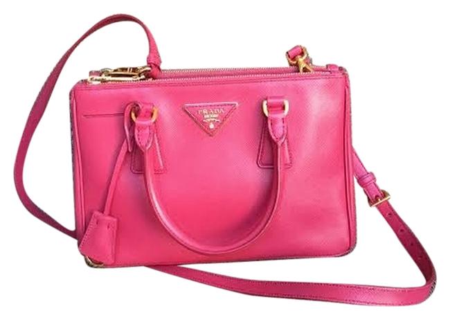 Prada Double Lux Reduced Bn2316 Peonia Tote Zip Pink Saffiano Shoulder Bag