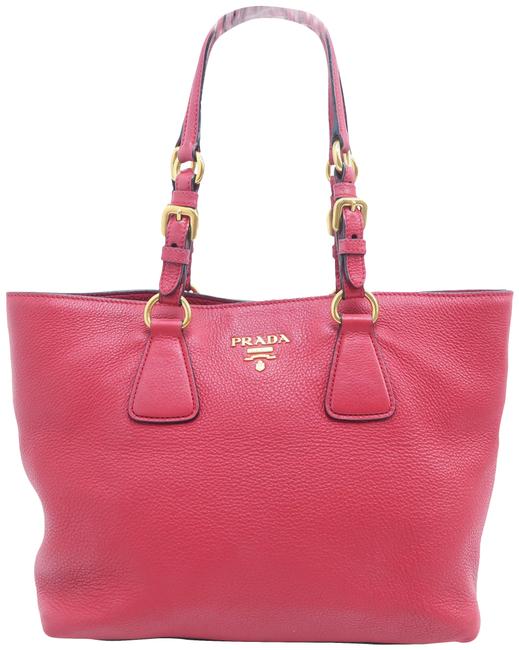 Prada Double Saffiano Cuir Red Calfskin Shoulder Bag