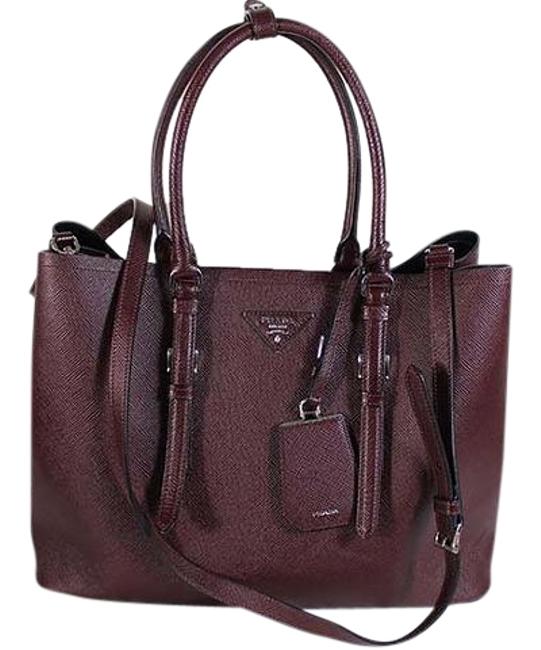 Prada Crossbody Double Saffiano Large Purple Leather Shoulder Bag
