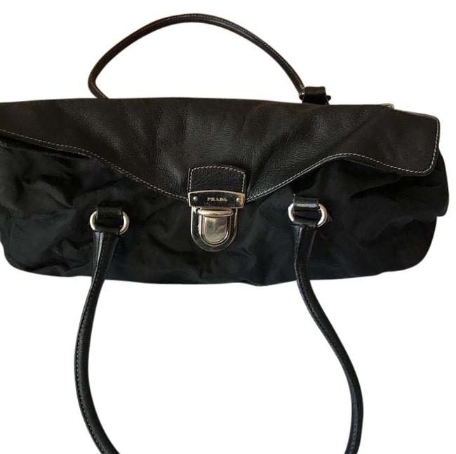 Prada Double Strap Black Nylon Shoulder Bag