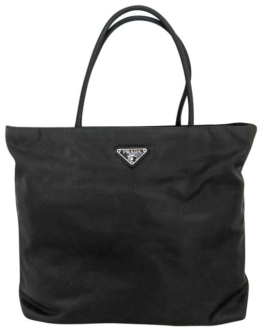 Prada Double Strap Tote Black Nylon Shoulder Bag