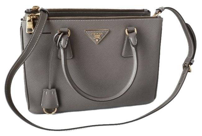 Prada Double Tote Zip Bn1801 New Argilla Clay Saffiano Lux Leather Shoulder Bag