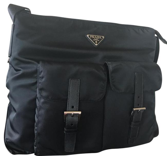 Prada Messenger Double Vela Double pocket Nero Black Shoulder Bag