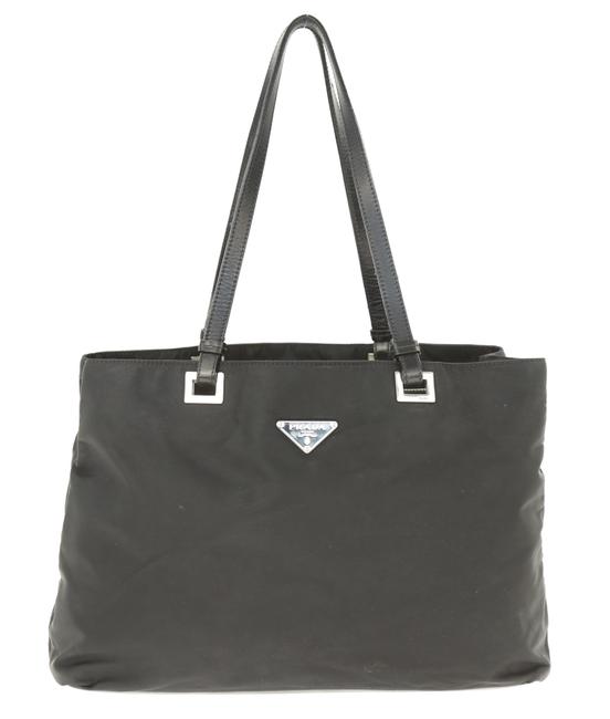 Prada East West Black Canvas Shoulder Bag