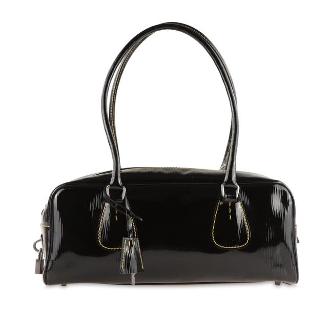 Prada East West Black Patent Leather Shoulder Bag