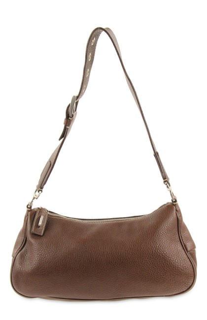 Prada East west Brown Leather Shoulder Bag