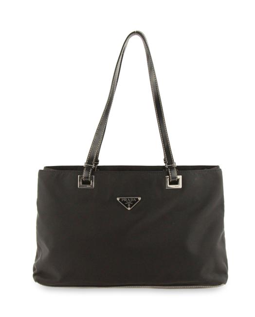 Prada East west Tessuto Black Canvas Shoulder Bag