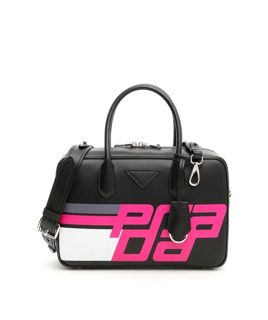 Prada Elektra Bowling Cr New Racing Black Leather Shoulder Bag