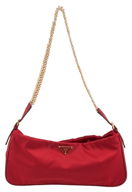 Prada Evening 66278 Red Nylon Shoulder Bag