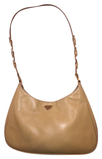 Prada Evening Tan Doe Skin Leather Shoulder Bag