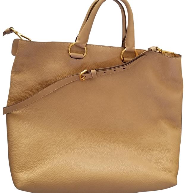 Prada Extra Large Tote Tan Or Beige Saffiano Leather Shoulder Bag
