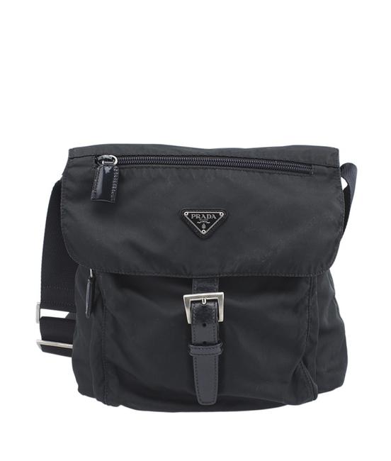 Prada Flap Black Canvas Shoulder Bag