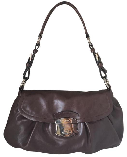 Prada Flap Brown Leather Shoulder Bag