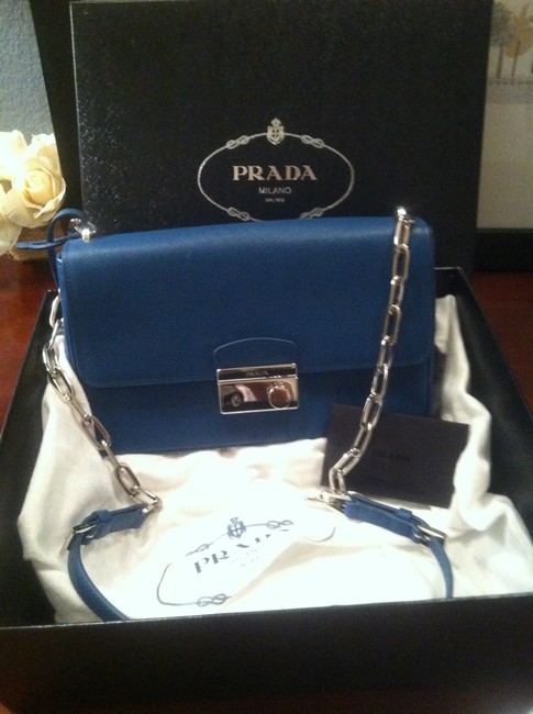 Prada Flap Bt0974 2a4b f0215 Cobalt Blue Leather Shoulder Bag