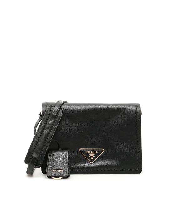 Prada Flap Cr New Black Leather Shoulder Bag