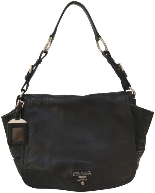 Prada Flap Dual Side Pocket Black Leather Shoulder Bag