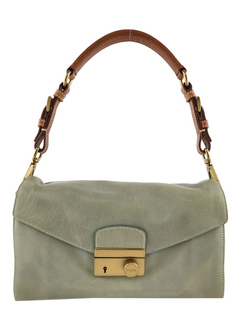Prada Flap Green Leather Shoulder Bag