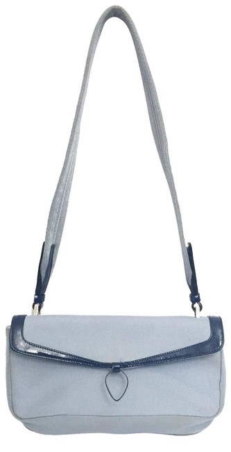 Prada Flap Light Blue Canvas Shoulder Bag