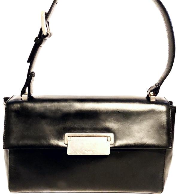 Prada Flip Lock Black Leather Shoulder Bag
