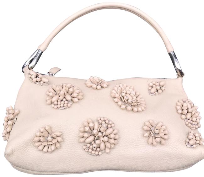 Prada Floral beaded Beige Leather Shoulder Bag