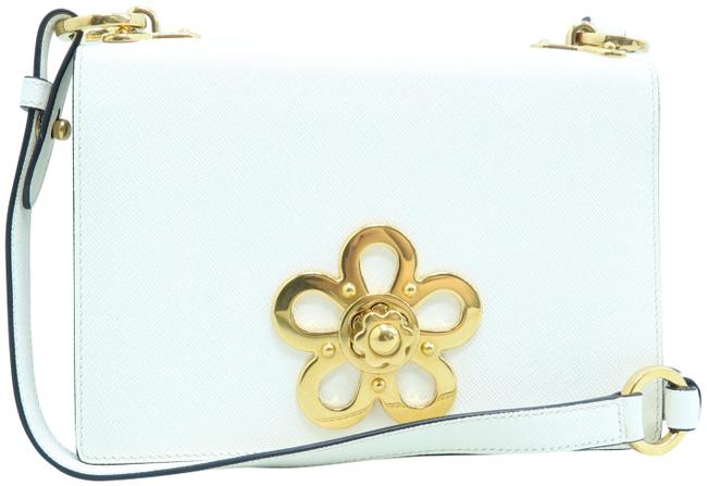 Prada Flower White Calfskin Shoulder Bag