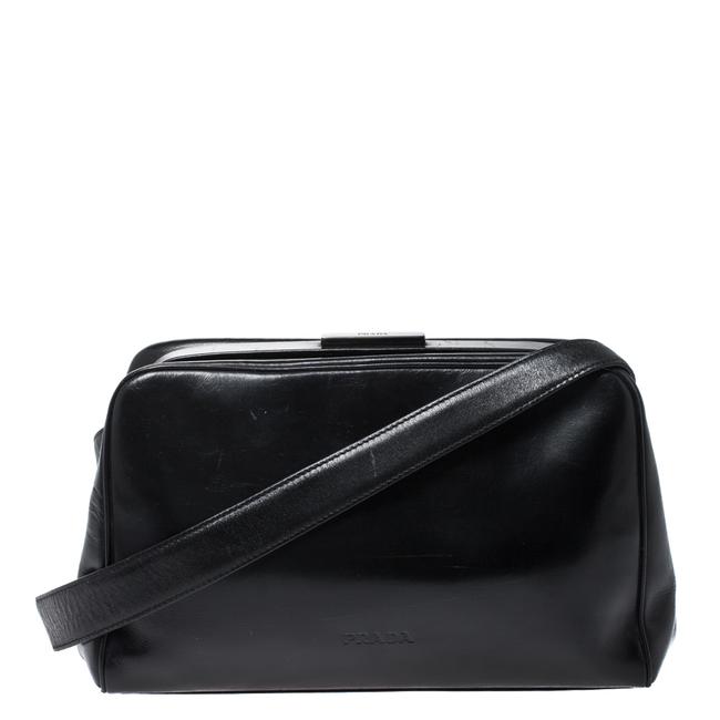 Prada Frame Black Leather Shoulder Bag
