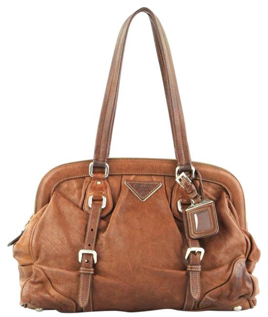 Prada Frame Cocoa Buffalo Leather Shoulder Bag