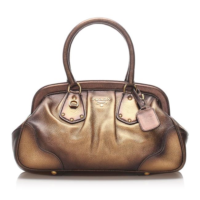 Prada Frame Handbag Gold Leather Shoulder Bag