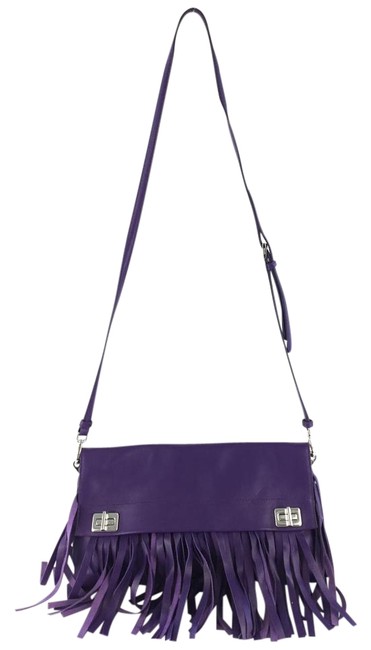 Prada Fringe Purple Leather Shoulder Bag
