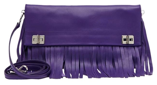 Prada Fringe Violet Leather Shoulder Bag