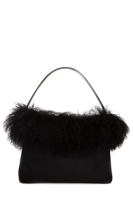 Prada Fur Handle Black Shoulder Bag