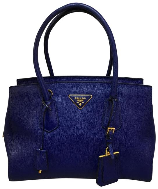 Prada Galleria Blue Calfskin Leather Shoulder Bag