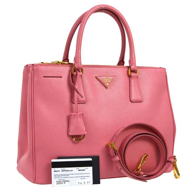 Prada Galleria Double Saffiano Large Zip Tote Pink Leather Shoulder Bag