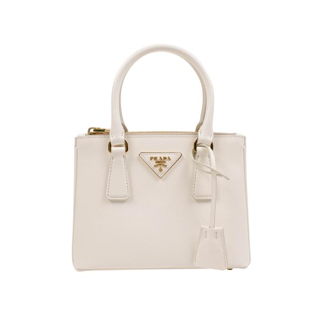 Prada Galleria Saffiano Micro White Leather Shoulder Bag