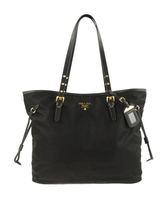 Prada Garbadine Tessuto Saffian Black Nylon Shoulder Bag