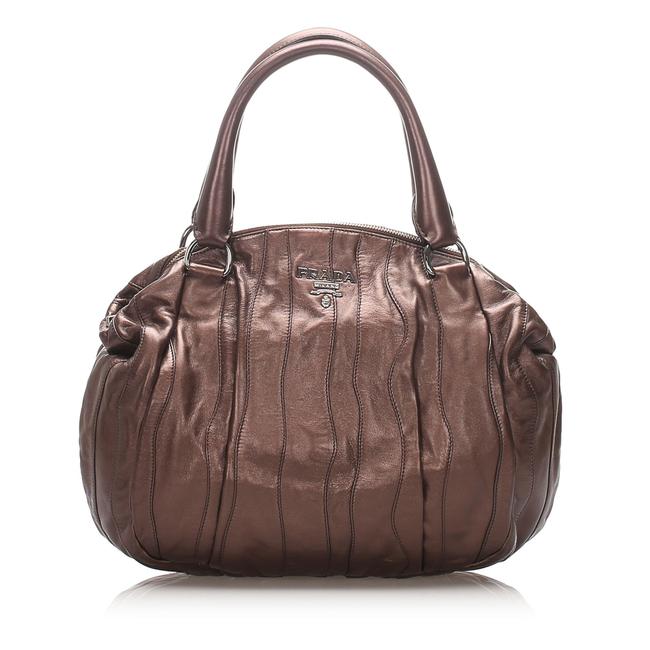 Prada Gathered Handbag Purple Leather Shoulder Bag