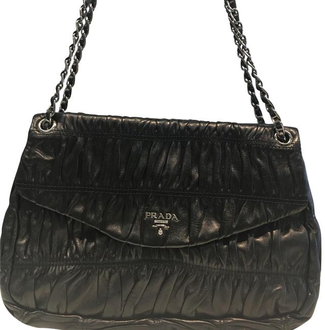 Prada Gauffre Black Leather Nappa Chain Shoulder Bag