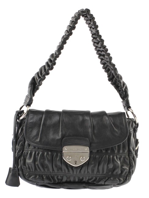 Prada Gauffre Black Leather Shoulder Bag