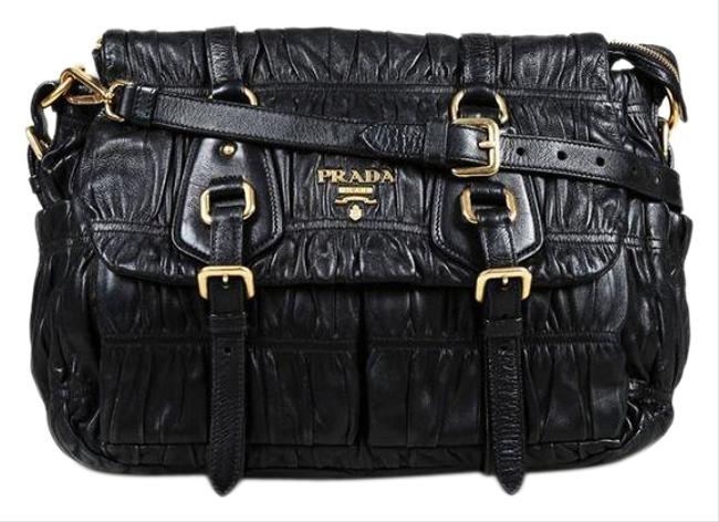 Prada Gaufre Black Leather Shoulder Bag