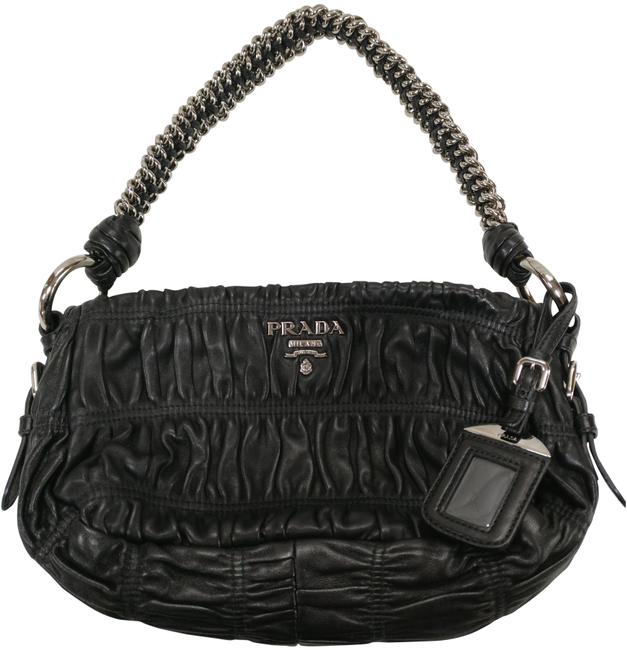 Prada Gaufre Chain Black Leather Shoulder Bag