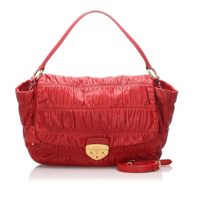 Prada Gaufre Red Leather Shoulder Bag